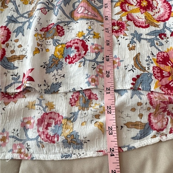 Nicole Miller Peasant Top Boho Floral Lightweight Rayon Tie Sleeves Size Medium - Picture 8 of 10